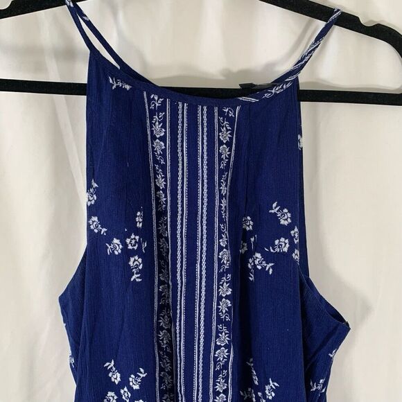 Lulus Mini Dress Women's Medium Blue Floral High Neck Sleeveless Pullover - Picture 2 of 7